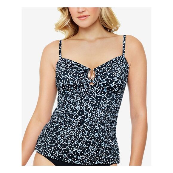 SWIM SOLUTIONS Other - SWIM SOLUTIONS Women's Black Stretch Tankini Side-Sweetheart Swimsuit Top 8